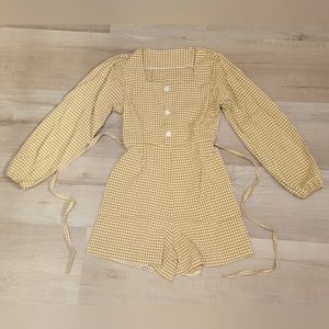 Mustard Yellow Plaid Romper |Size M|